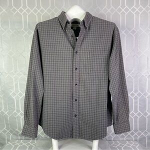 St. John’s Bay Classic Fit 100% Cotton Windowpane Plaid Button Down Shirt Size L